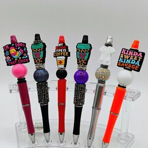 6 beaded pens lot - new condition